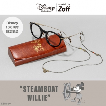 ディズニー創立100周年限定コレクション 第1弾。 ヴィンテージ感あふれる”STEAMBOAT WILLIE” シリーズが登場！ ミッキーマウスのデビュー作『蒸気船ウィリー』の世界がアイウェアに！